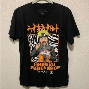 Naruto Vibrant Black and Orange Short Sleeve Tee with Cartoon Graphic